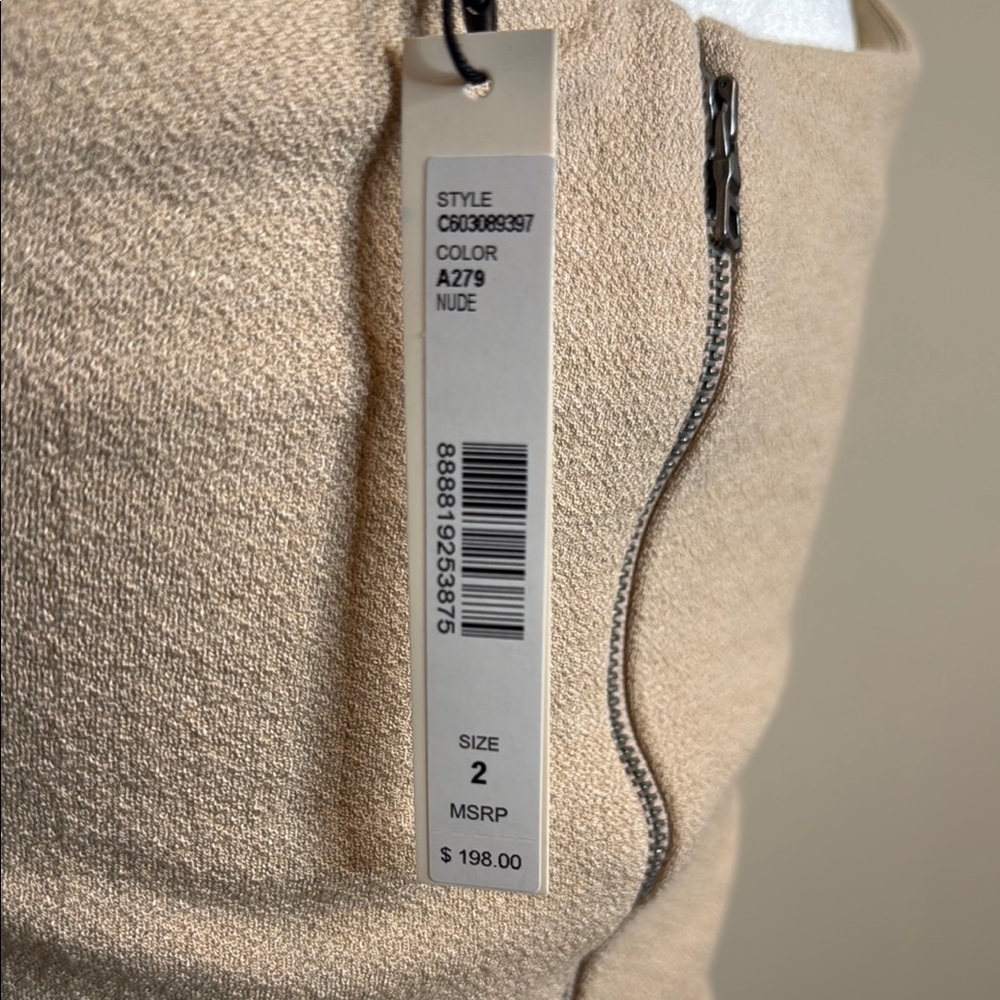 Alice + Olivia Tan Off-Shoulder Crop Top Back Zip - Picture 3 of 8